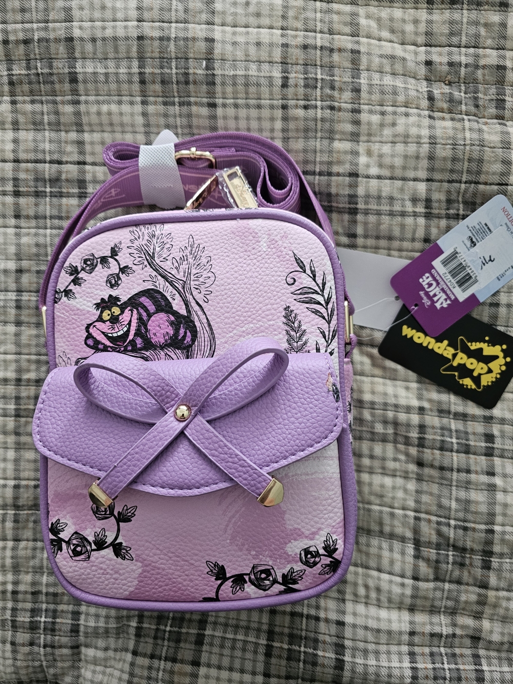 WonderPop Lavender Cheshire Cat Crossbody Bag